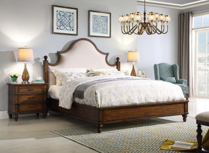 Bed 2x Bedside table 3 pcs. Bedroom set design Upholstered furniture Luxury beds New